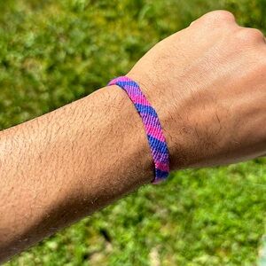 Adjustable stripped bisexual pride thread bracelet